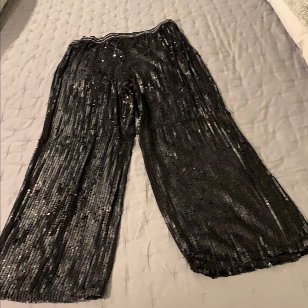 Free People festive black sequin pants